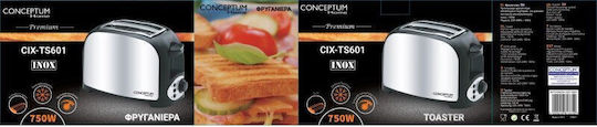 Conceptum CIX-TS601 1603.0001 Toaster 2 Slots 750W Inox