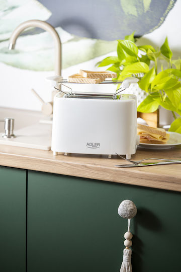 Adler Prăjitor de pâine 2 sloturi 750W Alb