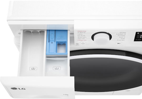 LG Πλυντήριο Ρούχων 11kg με Τεχνολογία Ατμού 1400 Στροφών TurboWash F4WR511S0W