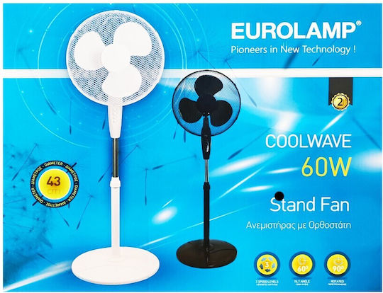 Eurolamp Pedestal Fan 60W 40cm Diameter Black