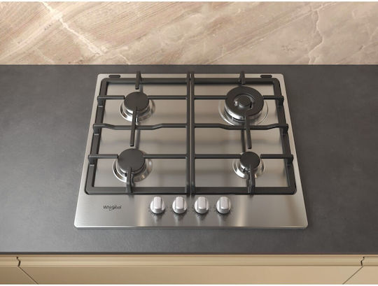 Whirlpool Gas Cooktop Autonomous Inox 56x51εκ. Silver