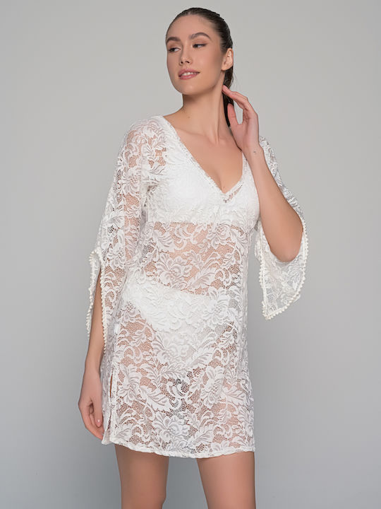 Milena by Paris Γυναικείο Καφτάνι Παραλίας Λευκό