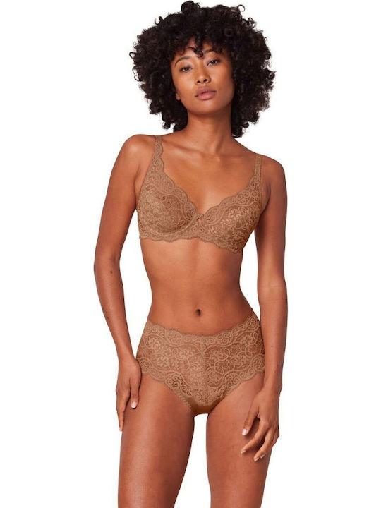 Amourette 300 W Minimizer Minimizer Bra without Padding Underwire Dark Beige