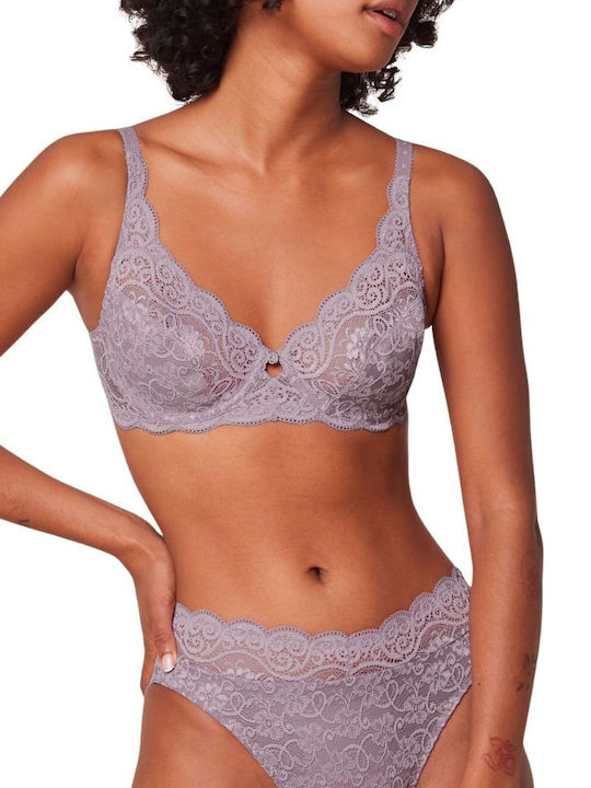 Amourette 300 W Minimizer Minimizer Bra without Padding Underwire Purple