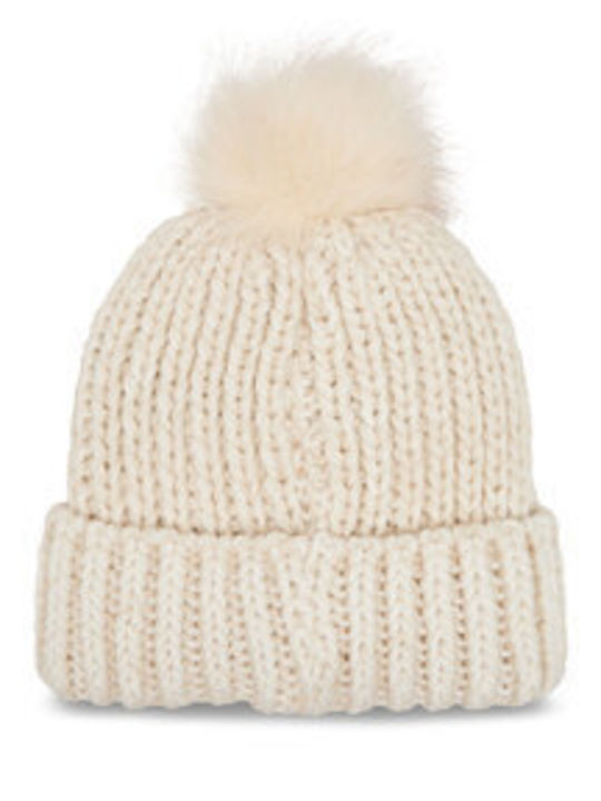 Beanie Γυναικείος Σκούφος Πλεκτός σε Εκρού χρώμα