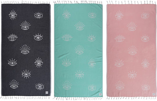Nef-Nef Homeware Nef-Nef Homeware Strandtuch Pareo Baumwolle Rosa mit Fransen 170x90cm