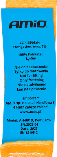 AMiO Ιμάντας Αποσκευών Αυτοκινήτου 500x2.5cm Πορτοκαλί