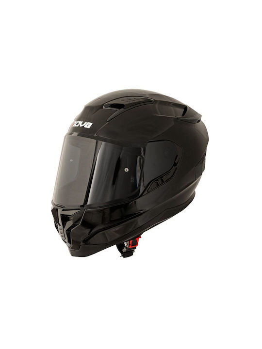 Nova Racing Road Rider Black Gloss Motorradhelm Volles Gesicht ECE 22.06 mit Sonnenblende
