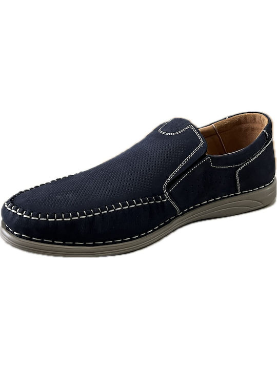 Pace Comfort Men's Leather Casual Shoes Blue