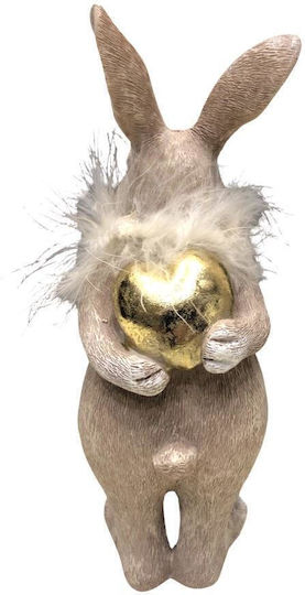Decorative Table Rabbit Polyresin Brown Gold Rabbit 9x7x19 Ek