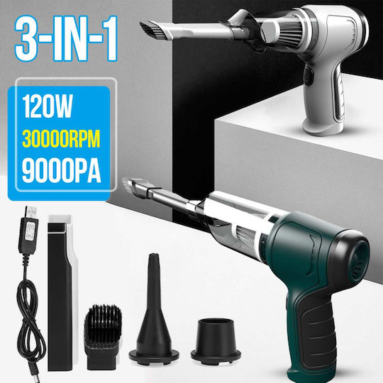 Aspirator De Mână Și Suflantă Pentru Mașini 2 În 1 Cu Cablu De Brichetă 12V 120W Verde