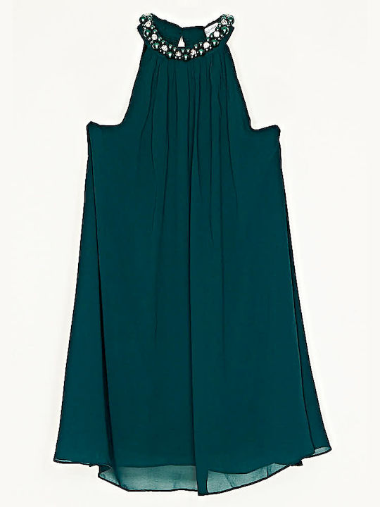 Dress Exomo Dress Pearls & Strass Neck Cypress Green