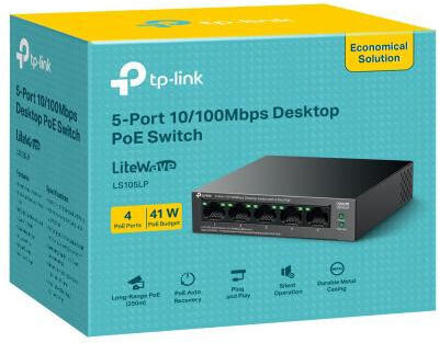 TP-LINK LS105LP Unmanaged PoE Switch with 4 Gigabit (1Gbps) Ethernet Ports