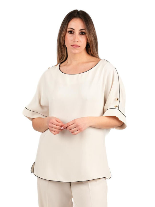 Forel Women's Blouse with 3/4 Sleeve Ecru