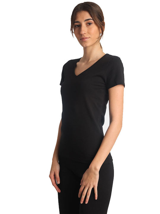 Paco & Co Damen T-Shirt Ellie Baumwolle Normale Passform Schwarz