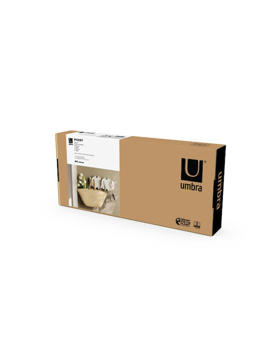 Umbra Стенна Закачалка Picket Дървена 5 Места Бяла 38x4.4x16.5см
