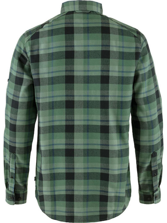Fjallgrim Long Sleeve Overshirt In Regular Fit Deep Patina/Dark Navy