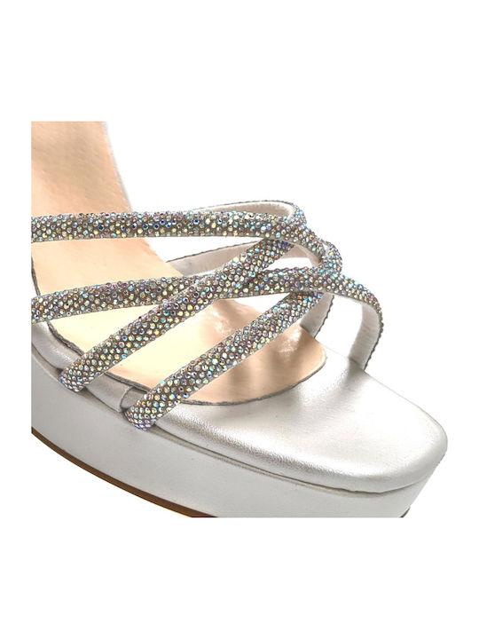 Sandalen mit Strass Weiß