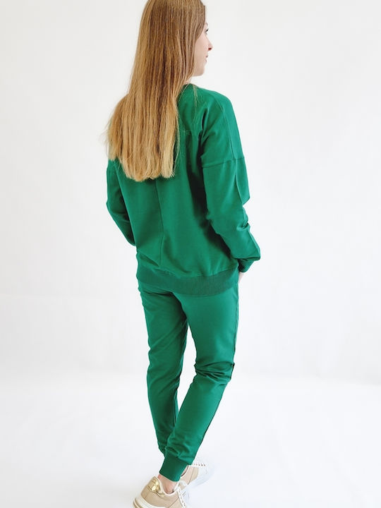 Green Cotton Women's Sweatsuit Set L