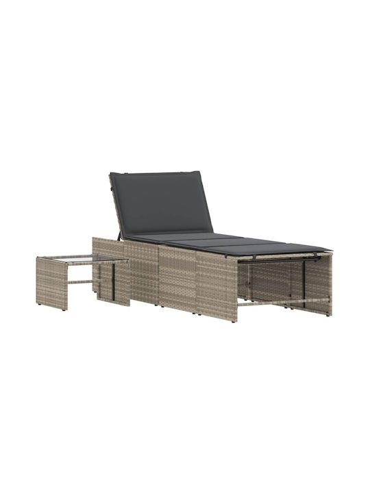Deckchair Rattan with Cushion Gray 2pcs 70x98cm.