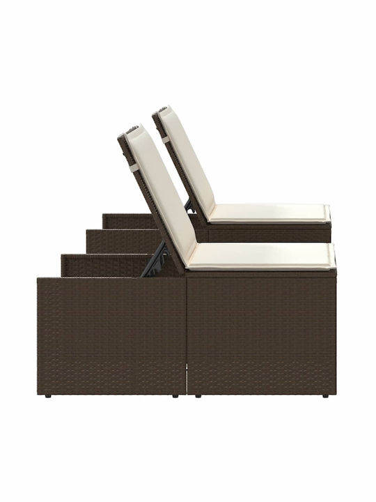 Deckchair Rattan with Cushion Brown 2pcs 70x98cm.