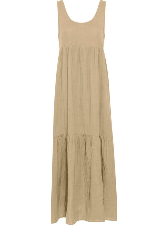 Rochii De Vară Pentru Femei Maxi Rochie Cu Volane Bej