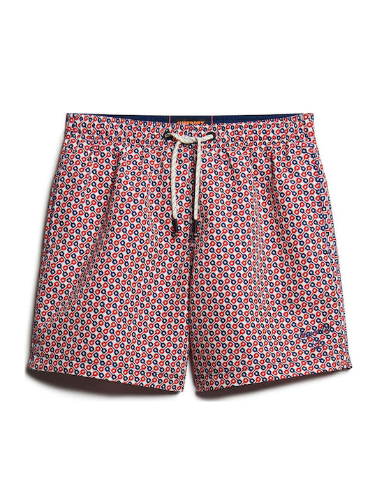 Flash M D4 Stud Printed 15' Swim Short Men's Swimwear Shorts Red with Patterns