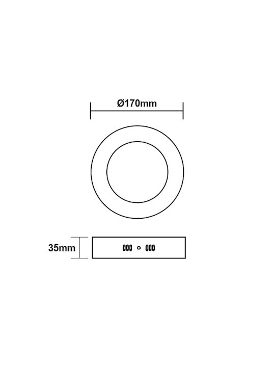 Aca Rotund Panou LED Putere 12W cu Alb Natural Lumini 16x16cm.
