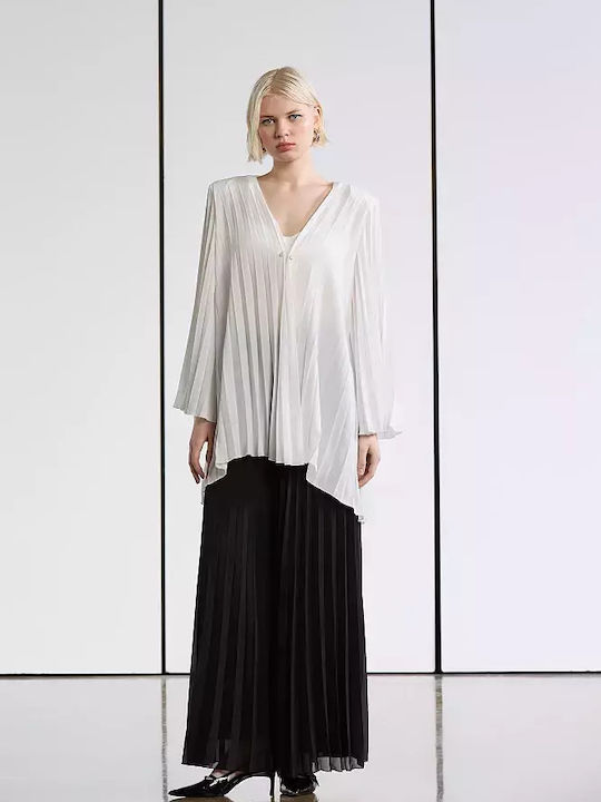 Bsb Πλισε Μακρυ Κιμονο 051-440001 Off-white