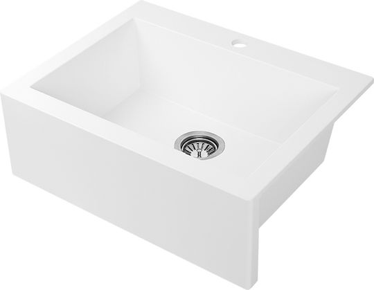 Laveo Komodo Drop-In Kitchen Sink Made of Liquid Granite L58xW49cm White