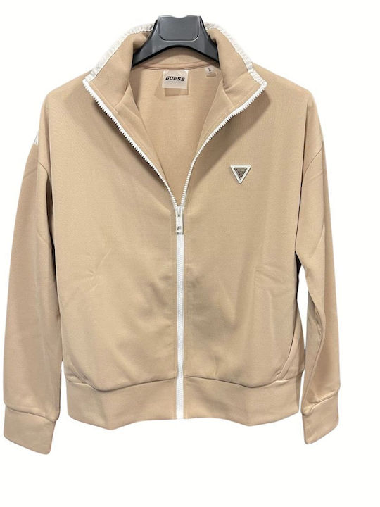 Women's Jacket Guess Mylah Full Zip Sweatshirt V4gq02kbfb2 G1l9 Beige