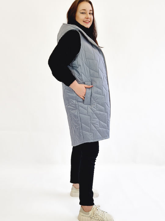 Quilted Vest Long Plus Size Ash 46