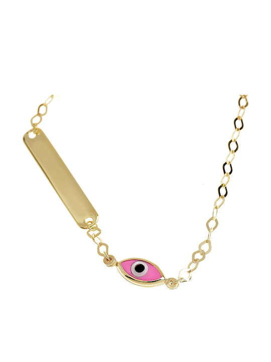 Ioannou24 Kids Bracelet ID from Gold 9K with Evil Eye