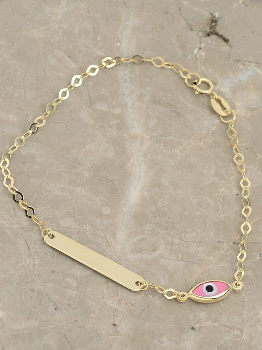 Ioannou24 Kids Bracelet ID from Gold 9K with Evil Eye