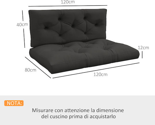 Outsunny Gray Bench Cushion for Pallet with Backrest 2 Pieces