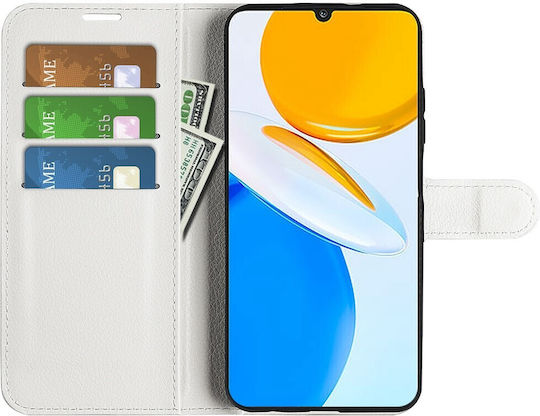 Litchi Skin Back Cover Piele Magnetic Alb (Honor X7)