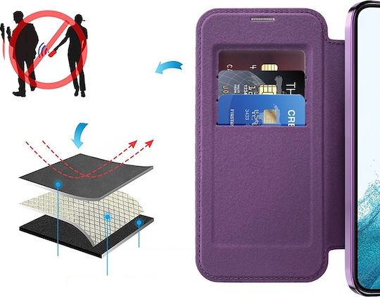 Erbord Wallet Piele artificială / Silicon Violet (Galaxy S22 5G)