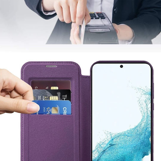 Erbord Wallet Piele artificială / Silicon Violet (Galaxy S22 5G)
