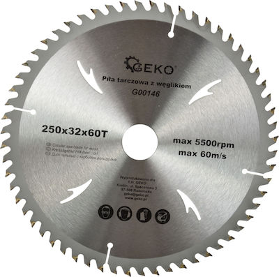 Geko Disc de tăiere Lemn cu 60 Dinti 250mm G00146