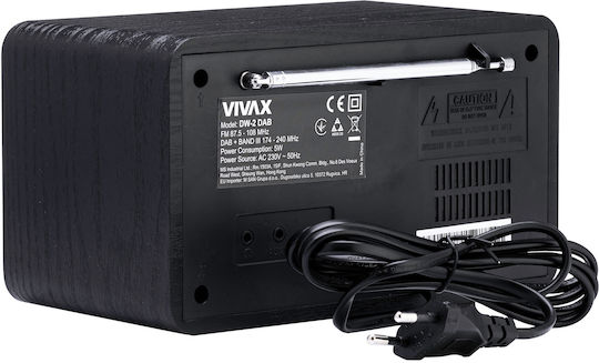 Vivax DW-2 DAB Cu alimentare la rețea DAB+ cu Bluetooth Negru