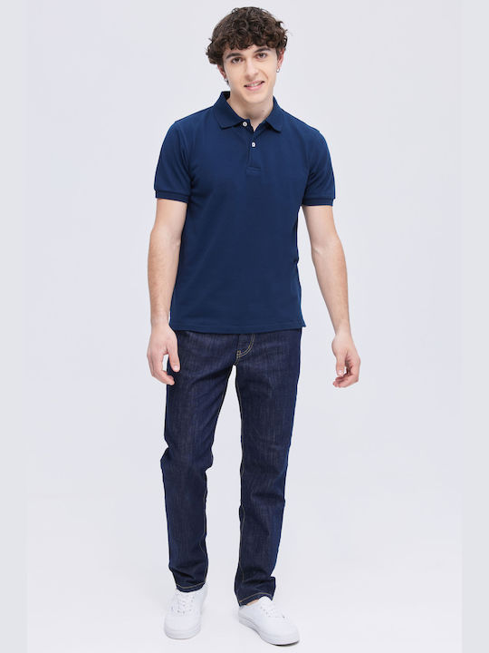 Aristoteli Bitsiani Men's Short Sleeve Blouse Polo Navy Blue