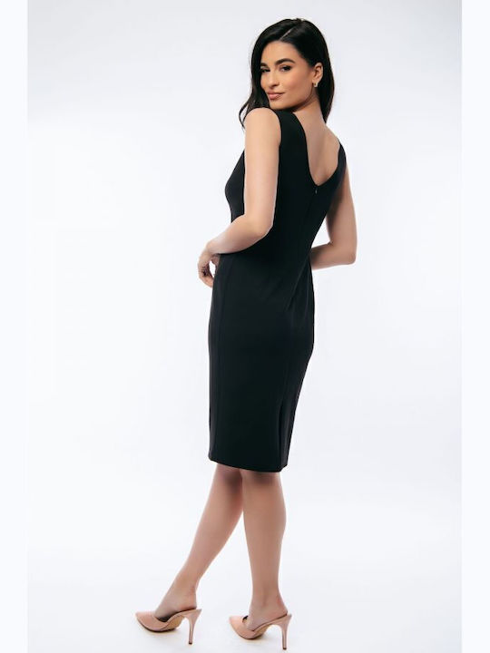 Rochie cu Gât Pătrat Negru