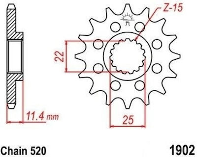 MHQ Front Sprocket 15 Teeth for Honda Astrea Grand 100