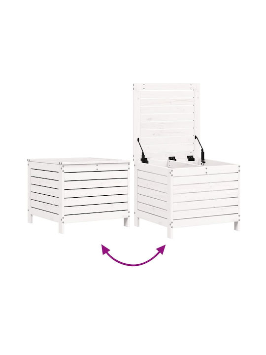 Wooden Garden Stool Cube Outdoor White 62x63.5x53.5cm