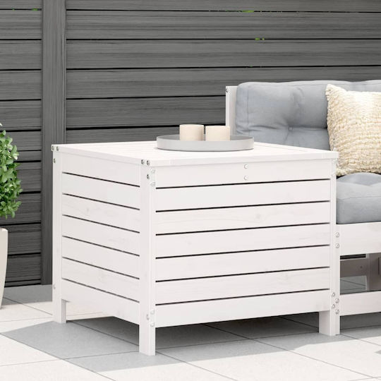 Hölzener Gartenhocker Würfel Für Außenbereich Weiß 62x63,5x53,5cm