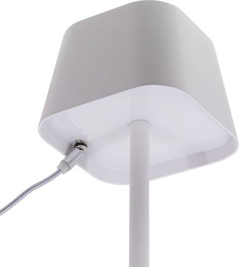 ArteLibre Georgina Metall Tischlampe LED mit Weiß Schirm und Basis