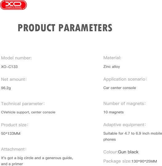 XO Suport Auto pentru Telefon cu magnet Neagră
