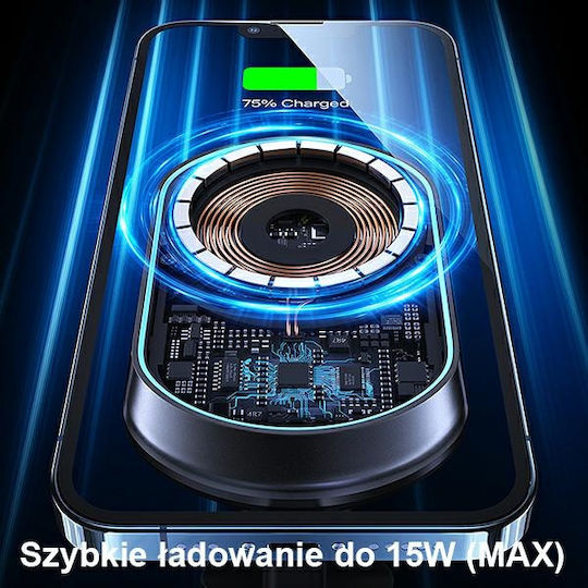 Usams USA801 Car Mobile Mount with Magnet and Wireless Charging Black