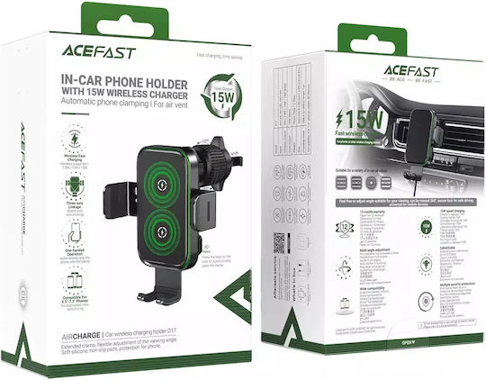 Acefast Car Mobile Mount with Adjustable Hooks and Wireless Charging Black