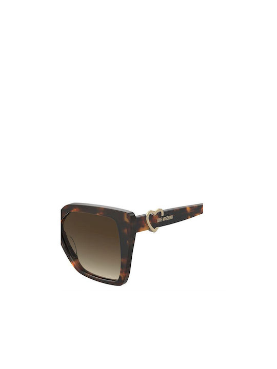 Moschino Women's Sunglasses with Brown Tartaruga Plastic Frame and Brown Gradient Lens MOL067/S 086/HA